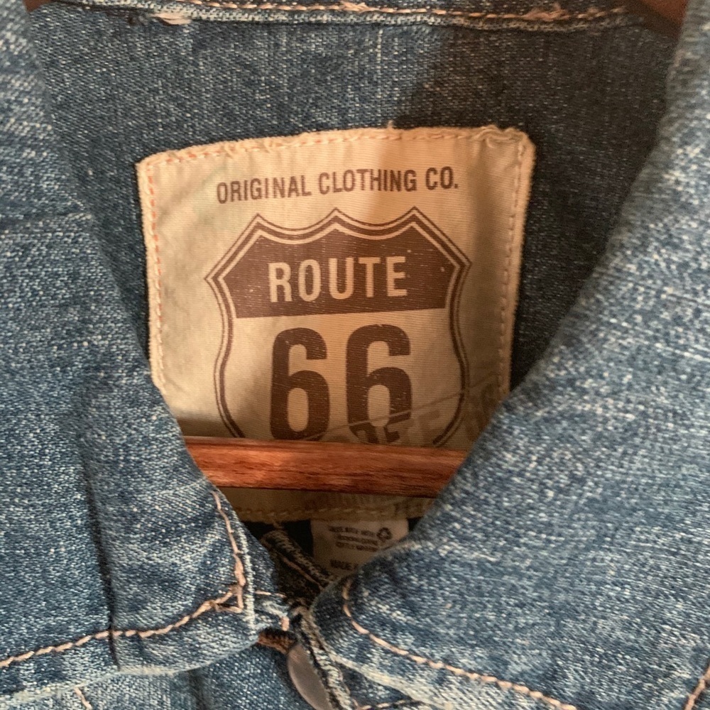 Route 66 Distressed Denim Vest - Picture 6 of 6